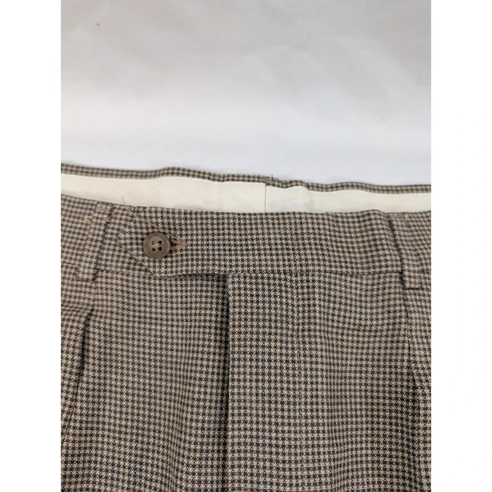Harold Powell‎ 36x30 100% Wool  Trousers Pleated Cuffed Micro Houndstooth Exc!!!